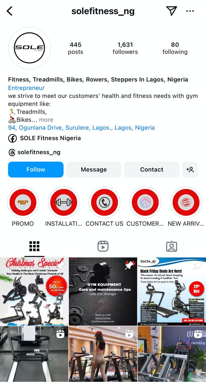 Sole Fitness Nigeria Instagram
